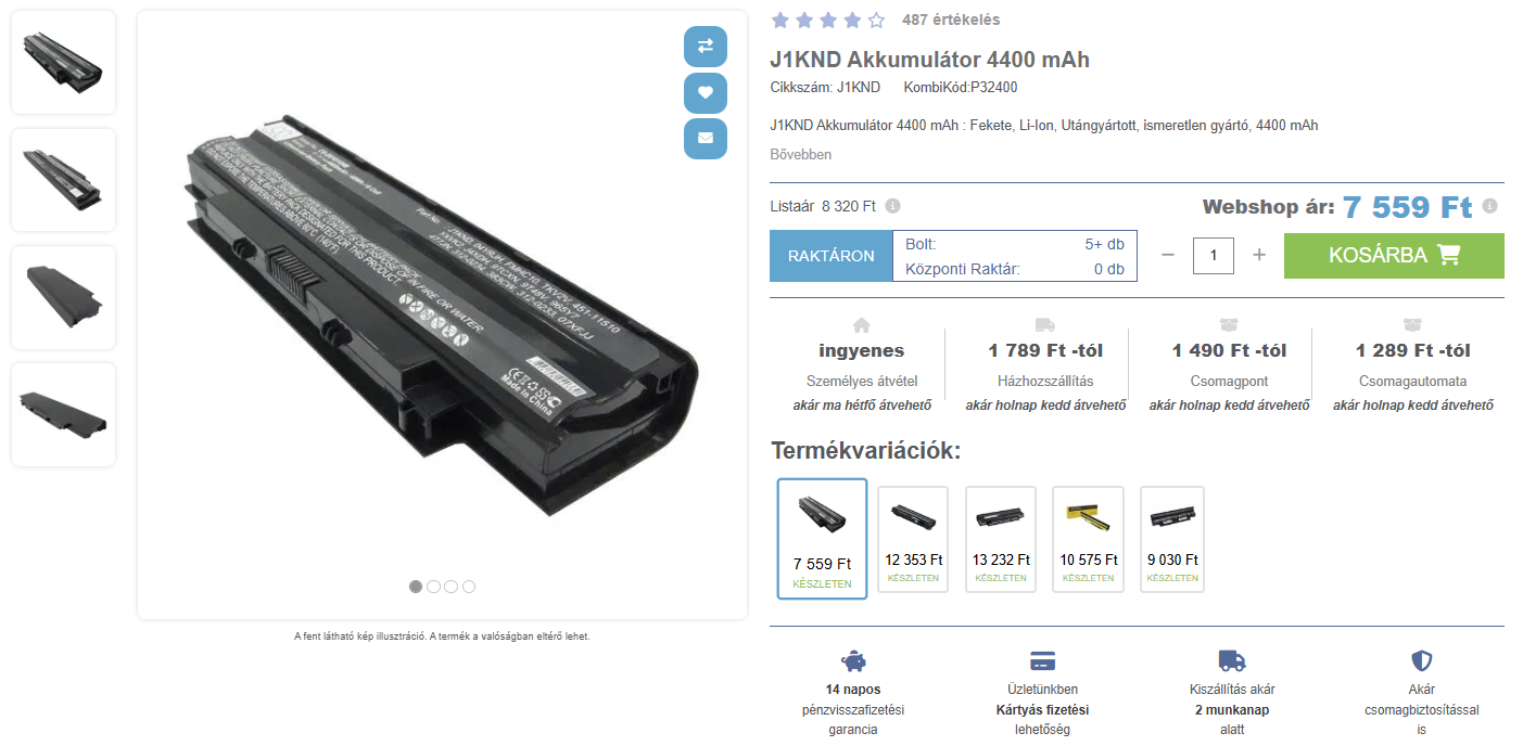 Termék oldal bemutató kép